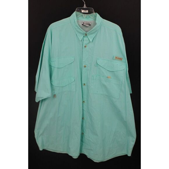 Columbia PFG Men's  Button Front Vented Fishing Shirt Aqua 3XT - Picture 1 of 9